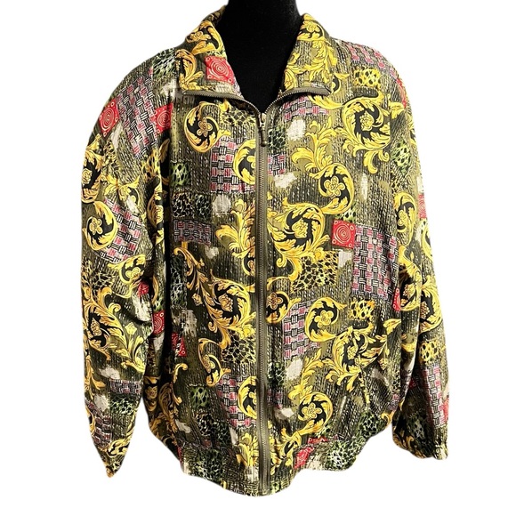 EVR Jackets & Blazers - Vintage EVR Baroque Print Silk Bomber Jacket L